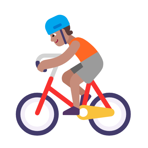 Microsoft design of the person biking: medium skin tone emoji verson:Windows-11-23H2