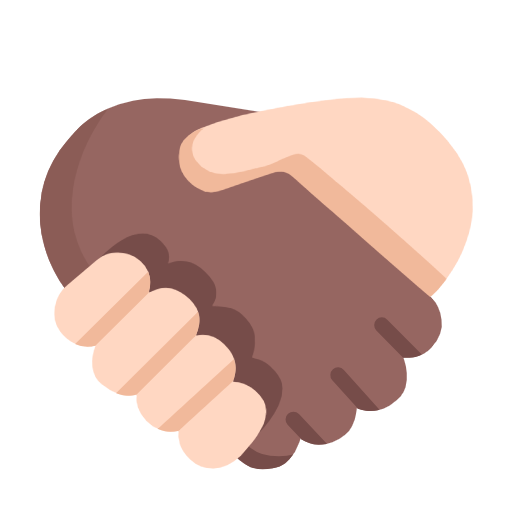Microsoft design of the handshake: medium-dark skin tone light skin tone emoji verson:Windows-11-23H2