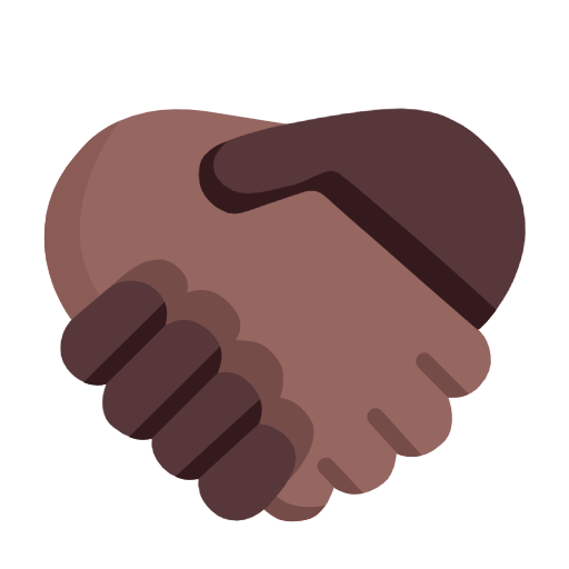 Microsoft design of the handshake: medium-dark skin tone dark skin tone emoji verson:Windows-11-23H2