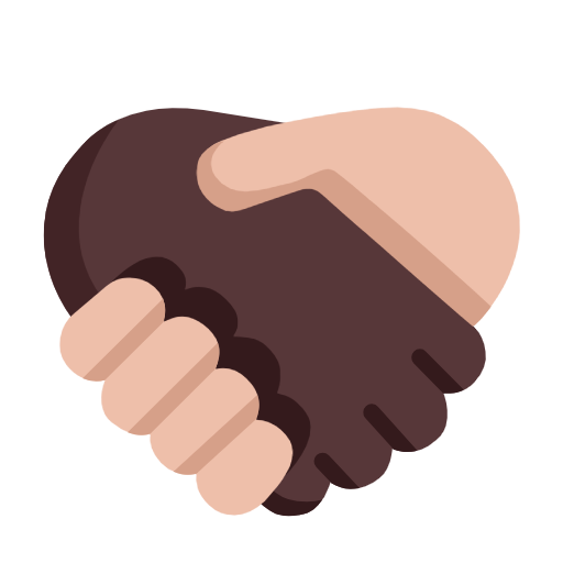 Microsoft design of the handshake: dark skin tone medium-light skin tone emoji verson:Windows-11-23H2