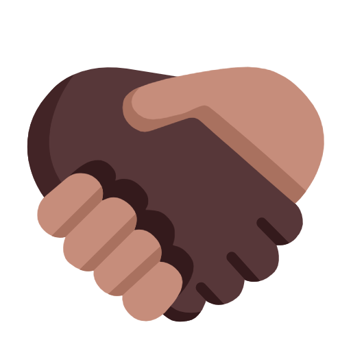 Microsoft design of the handshake: dark skin tone medium skin tone emoji verson:Windows-11-23H2