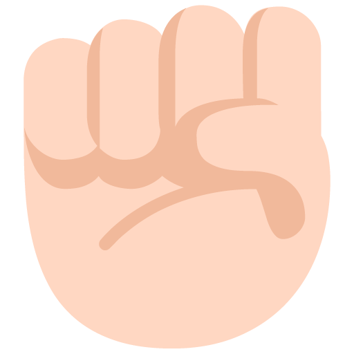 Microsoft design of the raised fist: light skin tone emoji verson:Windows-11-22H2