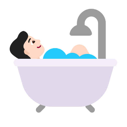 Microsoft design of the person taking bath: light skin tone emoji verson:Windows-11-23H2