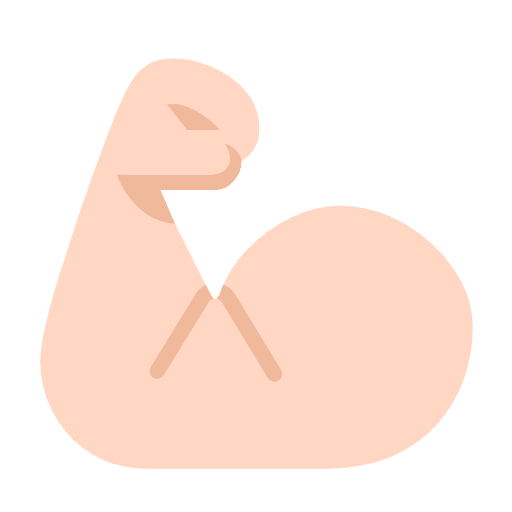 Microsoft design of the flexed biceps: light skin tone emoji verson:Windows-11-23H2