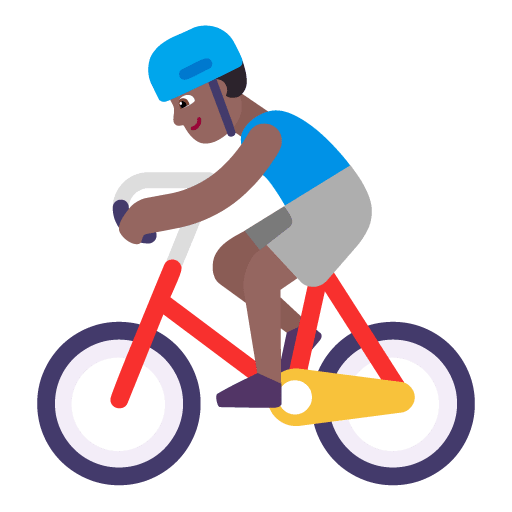 Microsoft Microsoft design of the man biking: medium-dark skin tone emoji verson:Windows-11-22H2