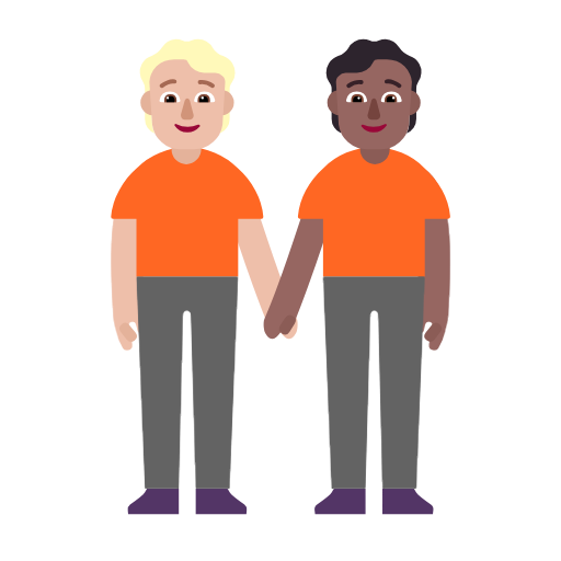 Microsoft design of the people holding hands: medium-light skin tone medium-dark skin tone emoji verson:Windows-11-23H2