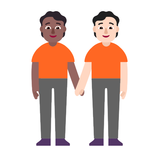 Microsoft design of the people holding hands: medium-dark skin tone light skin tone emoji verson:Windows-11-23H2