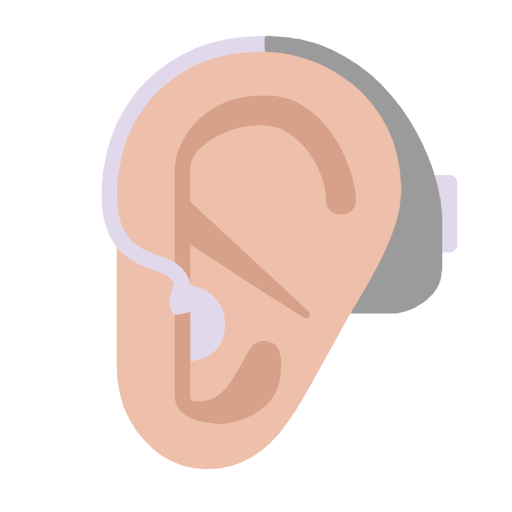 Microsoft design of the ear with hearing aid: medium-light skin tone emoji verson:Windows-11-23H2