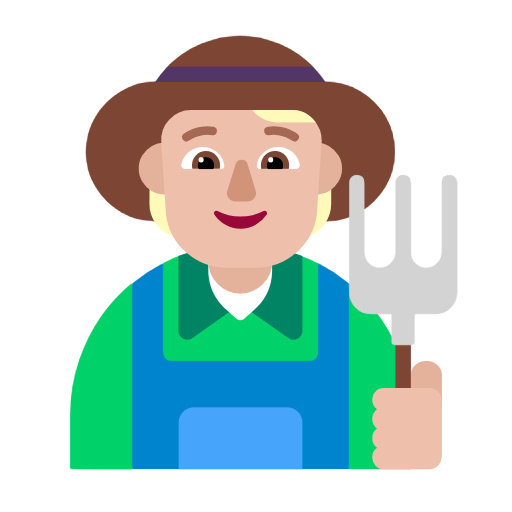 Microsoft design of the farmer: medium-light skin tone emoji verson:Windows-11-23H2