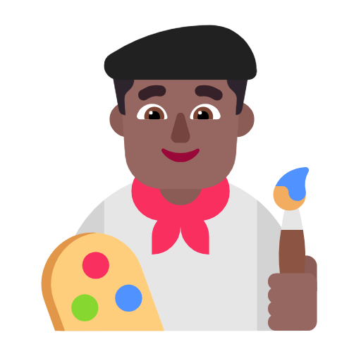 Microsoft design of the man artist: medium-dark skin tone emoji verson:Windows-11-23H2