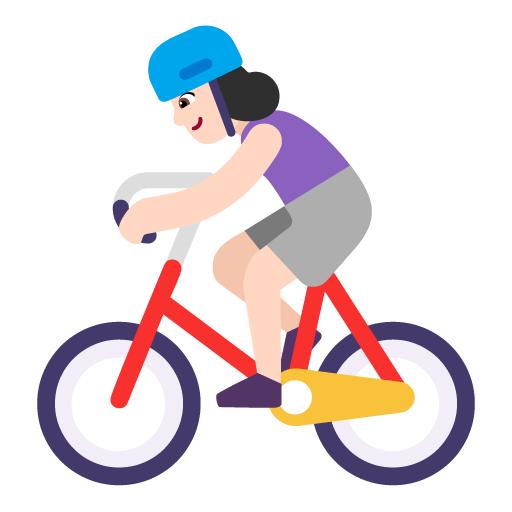 Microsoft design of the woman biking: light skin tone emoji verson:Windows-11-22H2