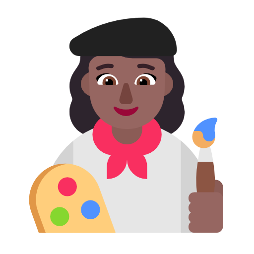 Microsoft design of the woman artist: medium-dark skin tone emoji verson:Windows-11-23H2