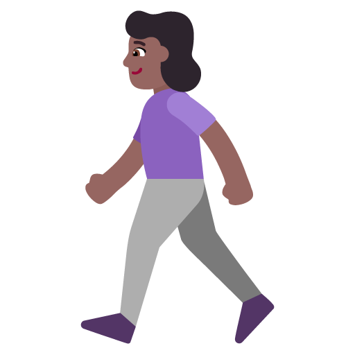 Microsoft design of the woman walking: medium-dark skin tone emoji verson:Windows-11-22H2
