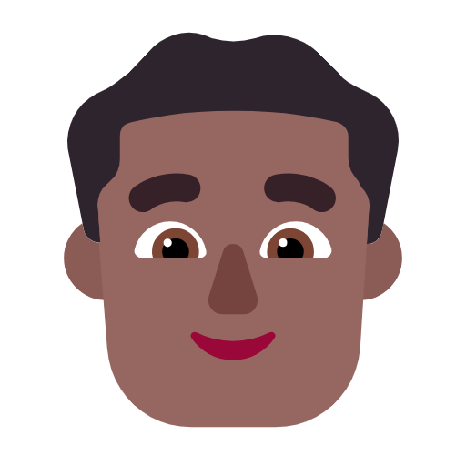 Microsoft design of the man: medium-dark skin tone emoji verson:Windows-11-23H2