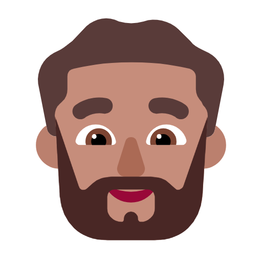 Microsoft design of the man: medium skin tone beard emoji verson:Windows-11-23H2