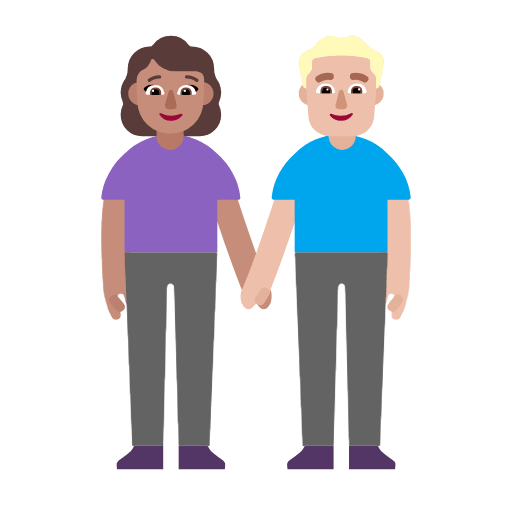 Microsoft Microsoft design of the woman and man holding hands: medium skin tone medium-light skin tone emoji verson:Windows-11-23H2