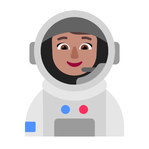Microsoft design of the woman astronaut: medium skin tone emoji verson:Windows-11-23H2