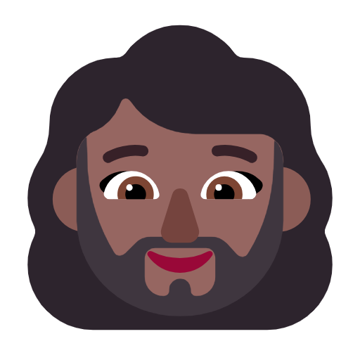 Microsoft design of the woman: medium-dark skin tone beard emoji verson:Windows-11-23H2