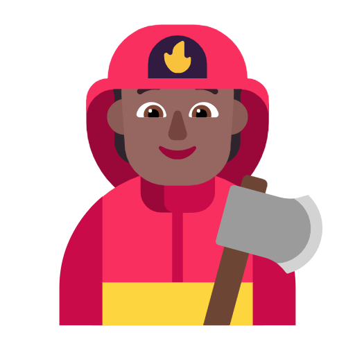 Microsoft design of the firefighter: medium-dark skin tone emoji verson:Windows-11-23H2