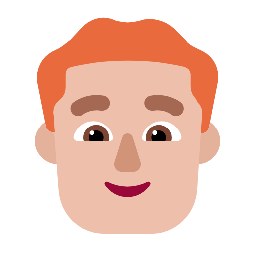 Microsoft design of the man: medium-light skin tone red hair emoji verson:Windows-11-23H2