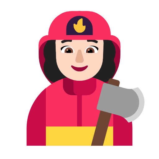 Microsoft design of the woman firefighter: light skin tone emoji verson:Windows-11-23H2
