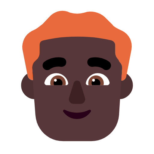 Microsoft design of the man: dark skin tone red hair emoji verson:Windows-11-23H2
