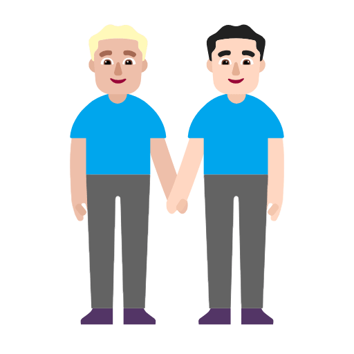 Microsoft design of the men holding hands: medium-light skin tone light skin tone emoji verson:Windows-11-23H2