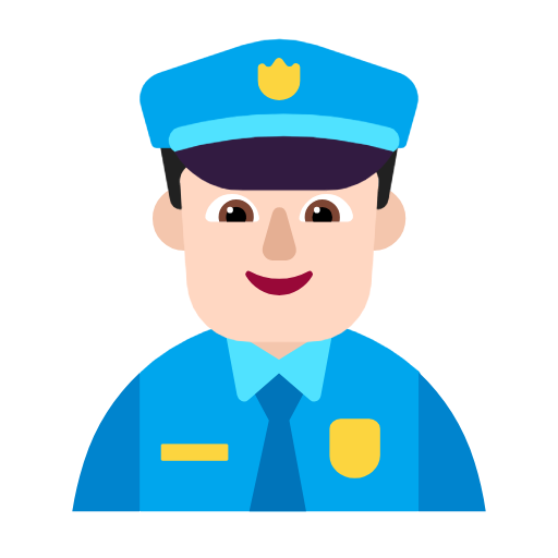 Microsoft design of the man police officer: light skin tone emoji verson:Windows-11-23H2
