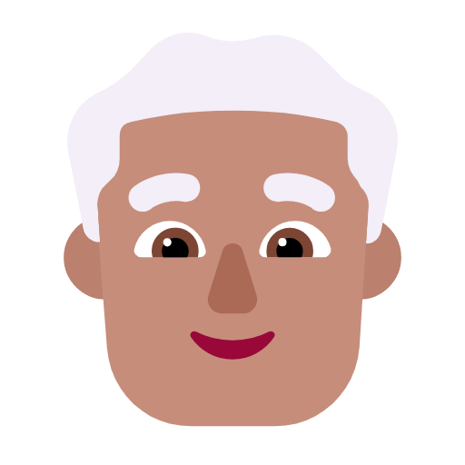 Microsoft design of the man: medium skin tone white hair emoji verson:Windows-11-23H2