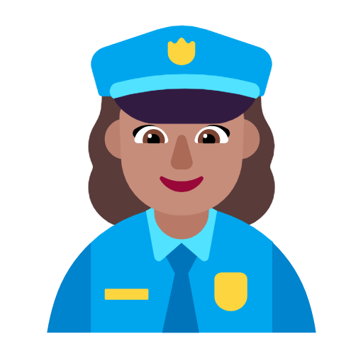 Microsoft design of the woman police officer: medium skin tone emoji verson:Windows-11-23H2