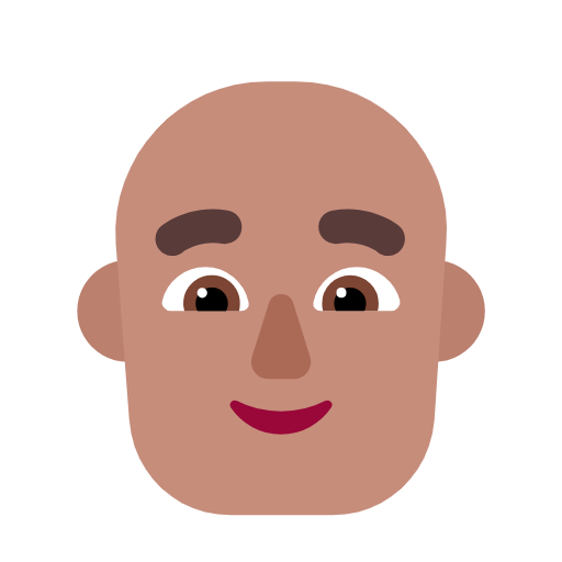 Microsoft design of the man: medium skin tone bald emoji verson:Windows-11-23H2