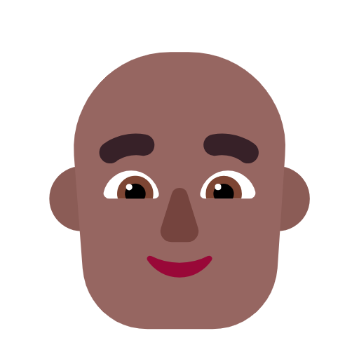 Microsoft design of the man: medium-dark skin tone bald emoji verson:Windows-11-23H2