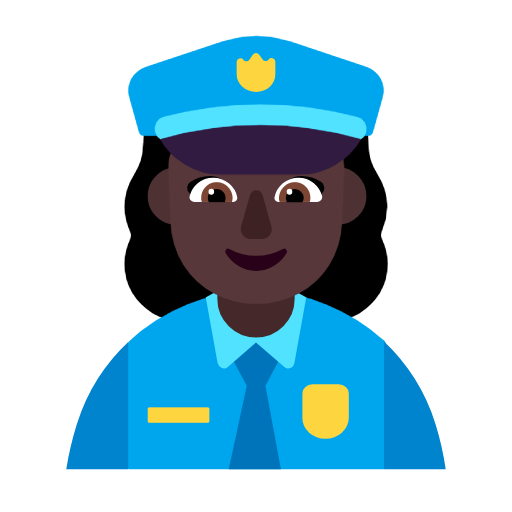 Microsoft design of the woman police officer: dark skin tone emoji verson:Windows-11-23H2