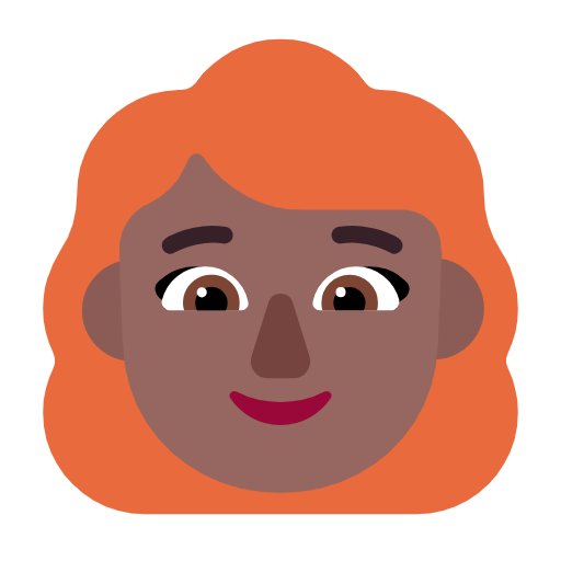 Microsoft design of the woman: medium-dark skin tone red hair emoji verson:Windows-11-23H2