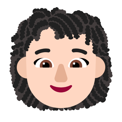 Microsoft design of the woman: light skin tone curly hair emoji verson:Windows-11-23H2