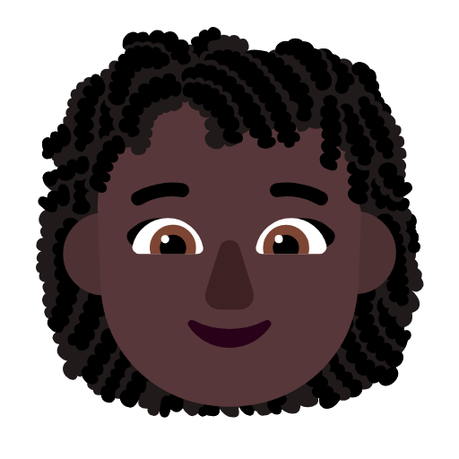 Microsoft design of the woman: dark skin tone curly hair emoji verson:Windows-11-23H2