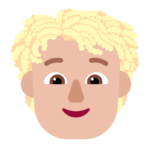 Microsoft design of the person: medium-light skin tone curly hair emoji verson:Windows-11-23H2