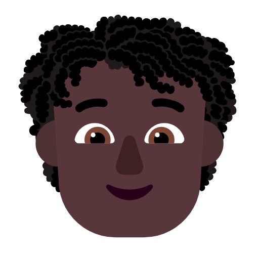 Microsoft design of the person: dark skin tone curly hair emoji verson:Windows-11-23H2