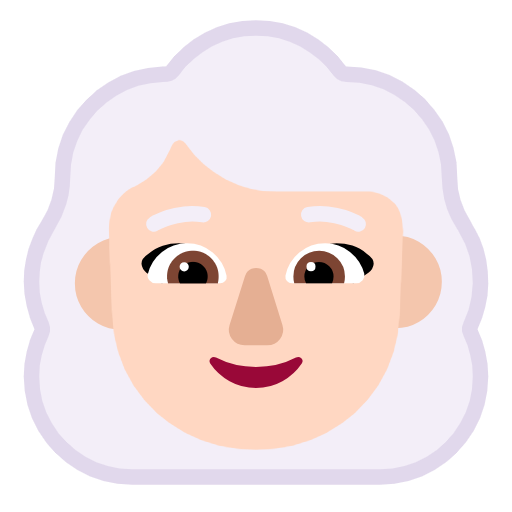 Microsoft design of the woman: light skin tone white hair emoji verson:Windows-11-23H2