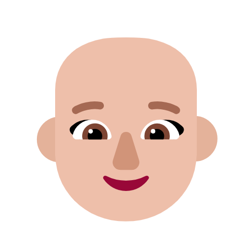 Microsoft design of the woman: medium-light skin tone bald emoji verson:Windows-11-23H2