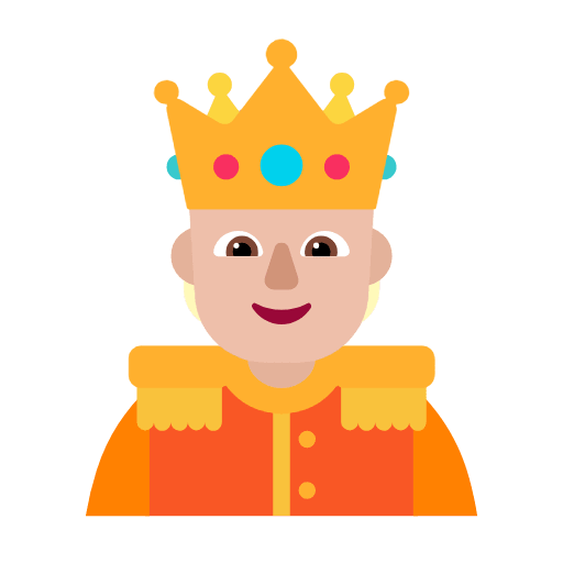 Microsoft design of the person with crown: medium-light skin tone emoji verson:Windows-11-23H2