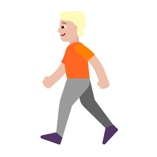 Microsoft design of the person walking: medium-light skin tone emoji verson:Windows-11-23H2