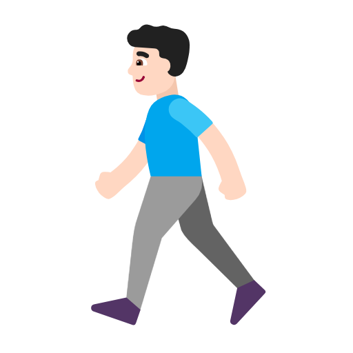 Microsoft design of the man walking: light skin tone emoji verson:Windows-11-23H2