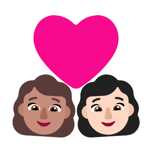 Microsoft design of the couple with heart: woman woman medium skin tone light skin tone emoji verson:Windows-11-23H2
