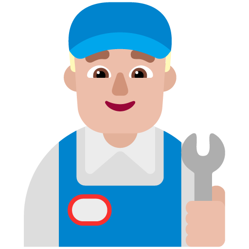 Microsoft design of the man mechanic: medium-light skin tone emoji verson:Windows-11-22H2