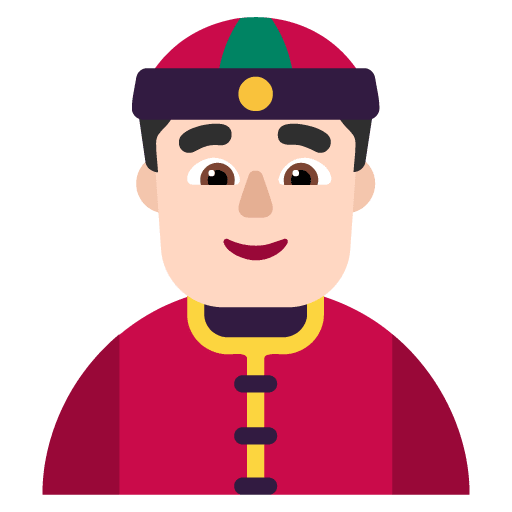 Microsoft design of the person with skullcap: light skin tone emoji verson:Windows-11-22H2