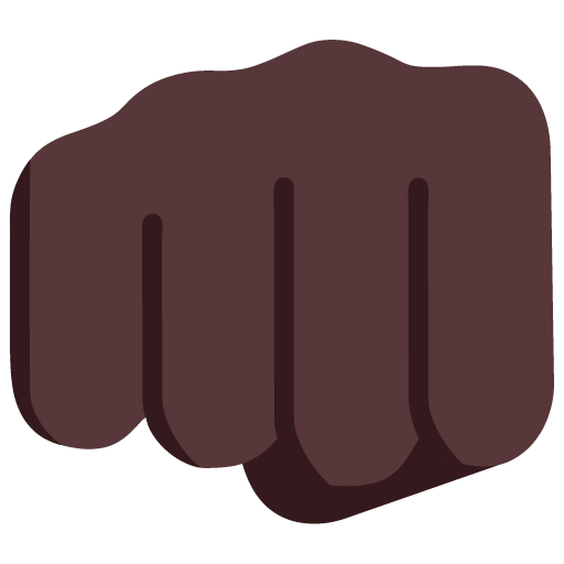 Microsoft design of the oncoming fist: dark skin tone emoji verson:Windows-11-22H2