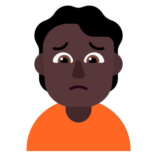 Microsoft design of the person frowning: dark skin tone emoji verson:Windows-11-22H2