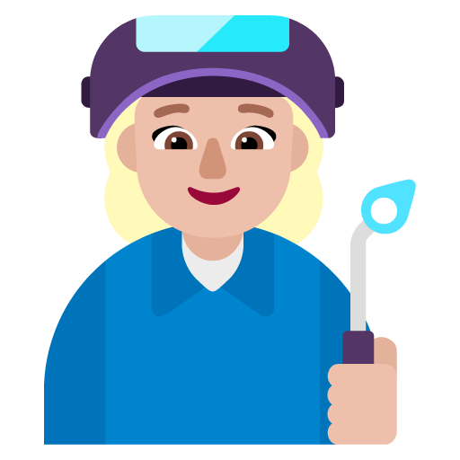 Microsoft design of the woman factory worker: medium-light skin tone emoji verson:Windows-11-22H2