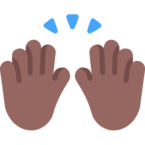 Microsoft design of the raising hands: medium-dark skin tone emoji verson:Windows-11-22H2